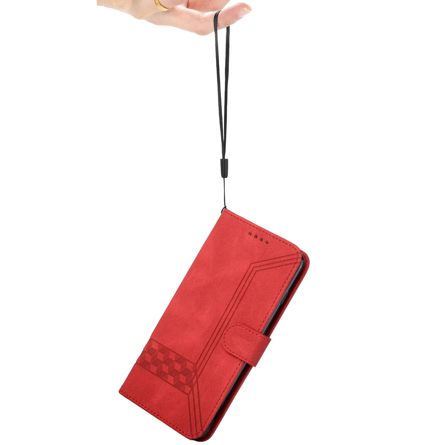 Chocoyi - Custodia Portafoglio Per IPhone 13 Pro In Pelle PU Rossa Con Supporto Regolabile E Chiusura Magnetica - 3
