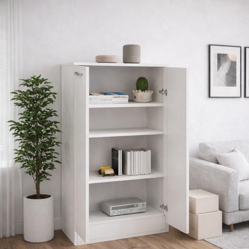 Linea Azzurra Scarpiera Gabriella in Legno Nobilitato Melaminico 2 Ante e Ripiani 130x71x38cm Made in Italy per Ingresso, Soggiorno, Esterno, Camera da Letto