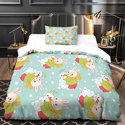Housse de couette imprimé flocons de neige microfibre toucher doux lit simple - 4