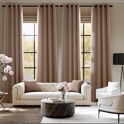 Image of NICETOWN Room Darkening Draperies Curtains Panels, 2 Panels Cappuccino W52 x L90