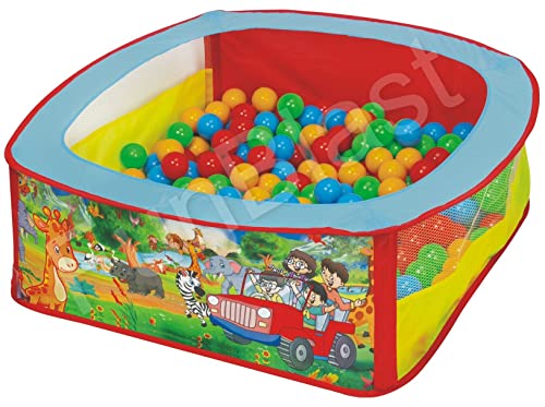 FunBlast Large Size Ball Pool for Kids, Foldable Square Zoo Ball Pool Play Tent Kids, Playground Tent House with 50 Balls – Ball Pool Game for 2-5 Years Old Kids, Boys, Girls (Wild Safari)