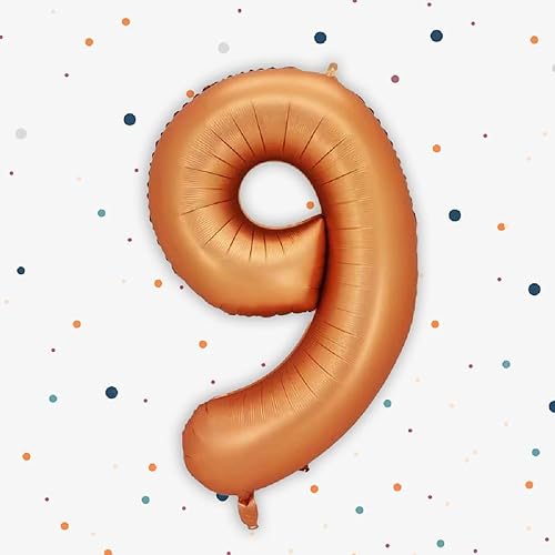 Globos de papel de aluminio para helio, 40 pulgadas, color naranja, número 9, decoración de bodas, aniversarios, fiestas, globos digitales