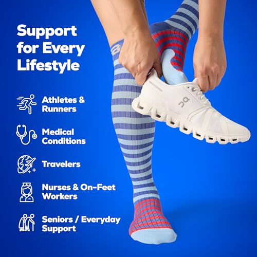 Image of SB SOX 3-Pair Compression Socks (15-20mmHg) for Men & Women - Comfortable Socks, Easy to Put On - Best Socks for Daily /Any Use, Running, Nurse, Travel