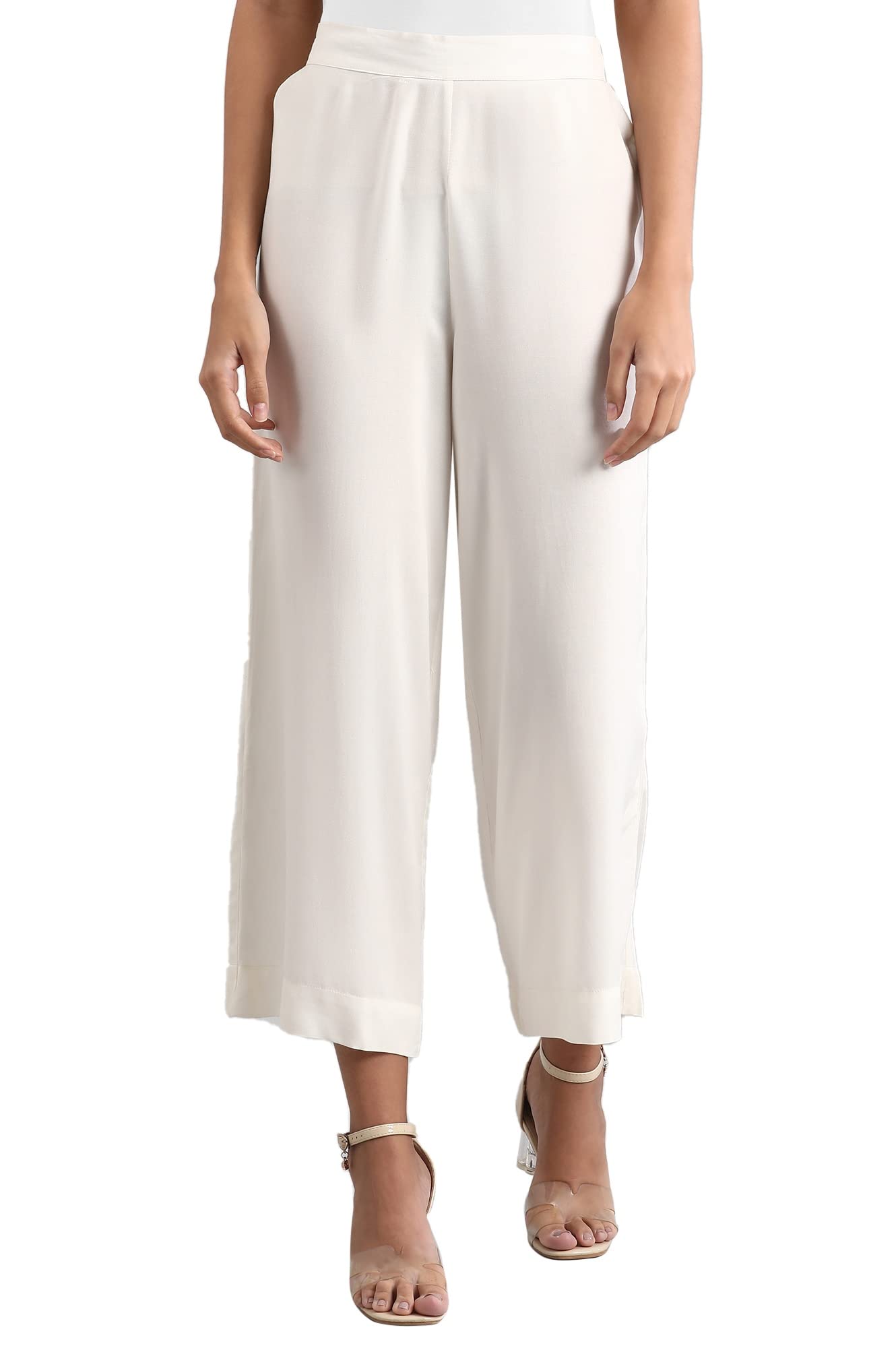 aurelia Women's Slim Fit Mid Rise Strechable Palazzo Pants | Ankle Length Palazzo Pants-picture-10