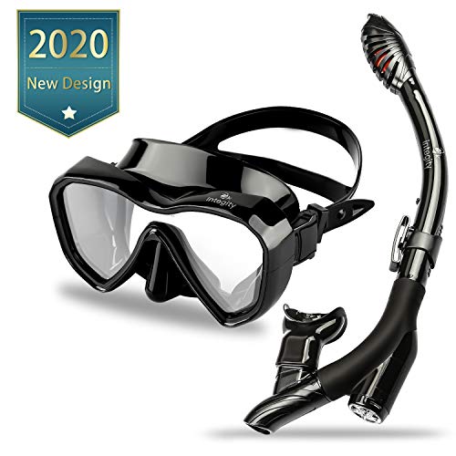 integity Dry Top Snorkel Set - Anti Fog Film Snorkeling Mask with 180°
