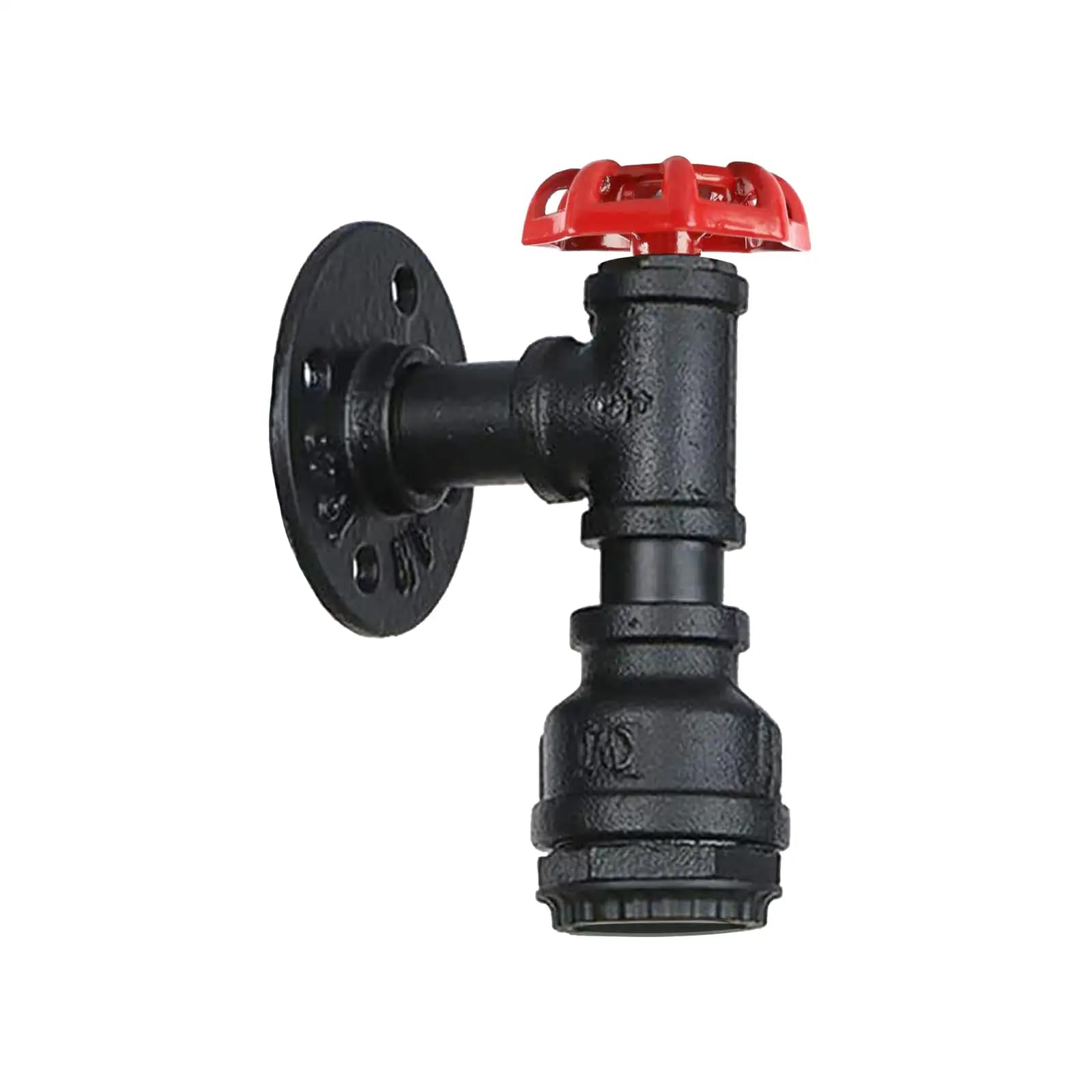 LEDSone Single Head Industrial Vintage Water Pipe Wall Light Red Valve Black E27 Steampunk Interior Lighting Fixture for Loft, Bedroom, Living Room, Bedside, Hallway. (Black 1)