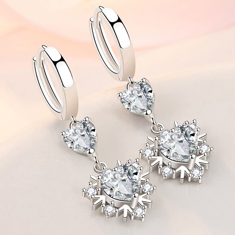 Boucles d'oreilles cœur argent 925 et cristal pendantes LXGGUC
