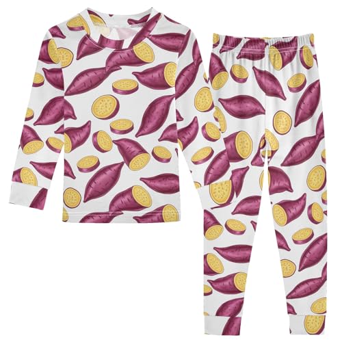 ODAWA Fall Pajamas Purple Sweet Potatoes Cotton Clothes Pajama Sets 18M