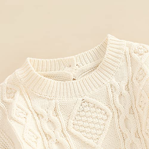 FYBITBO Baby Girl Chunky Knit Sweater Dress Romper Warm Knitted Outfit Winter Fall Baby Girl Clothes for Infant Toddler4