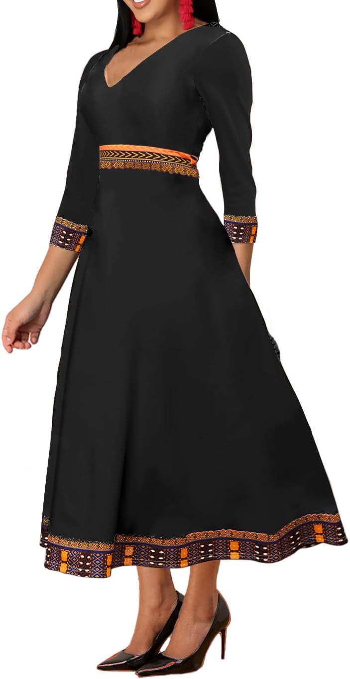 African Long Dresses for Women Elegant Church Dresses Print Maxi Dress High Waist Cocktail Bohemian Vintage Party Outfits - Image 3