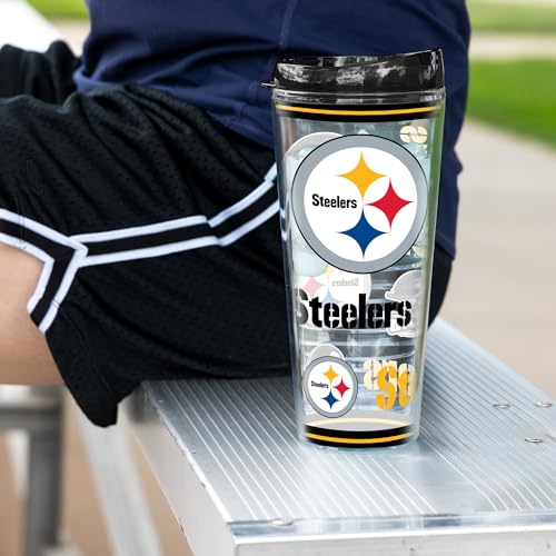 Image of Rico Industries NFL Football Pittsburgh Steelers Double Wall 20oz Tritan Tumbler