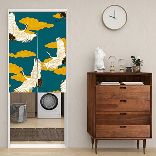 LIGICKY Japanese Noren Doorway Curtain Double Sided Cranes Printed Window Treatment Door Tapestry for Home Kithche Resturant Sushi Decoration 85 x 120 cm (Double Sided) - Image 2