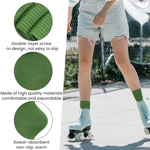 Heran 6 Pairs Slouch Socks for Woman, Colors Knee High Scrunch Socks for Women Girls Students, Mid-Calf Casual Stockings4