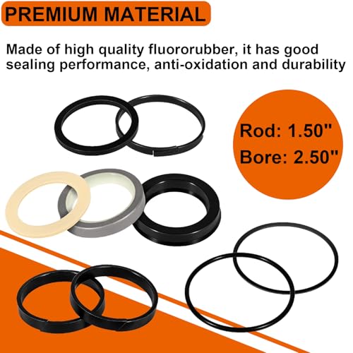 Image of G109456 G105550 Hydraulic Cylinder Seal Kit Fit for Case Backhoe Loader 350 580B 580C 580F 680C (Rod: 1.50 inch, Bore: 2.50 inch)