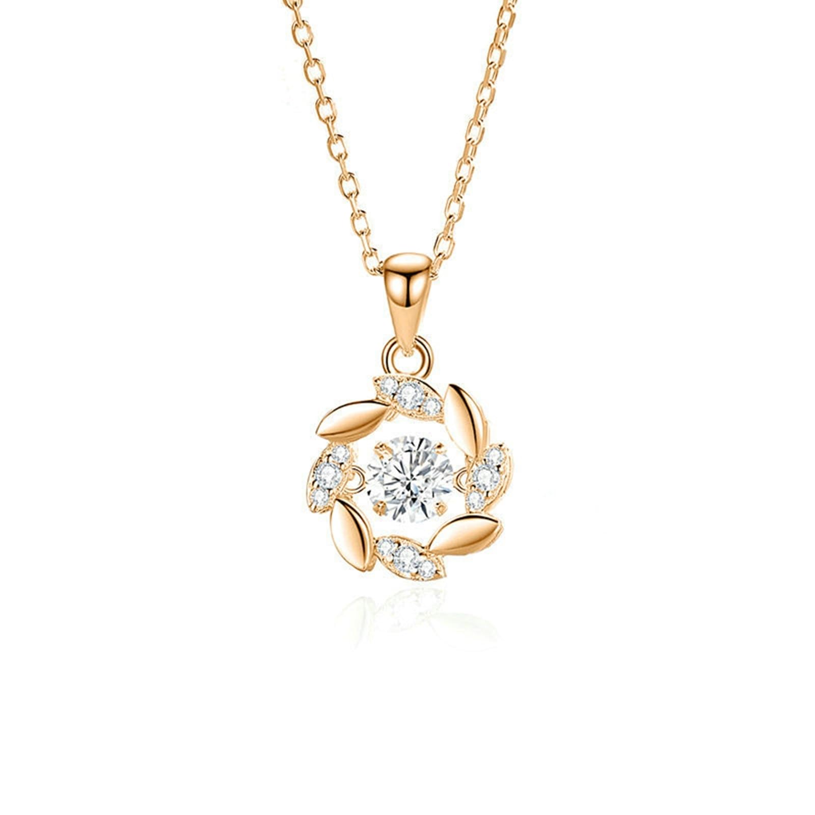 Wycian Collar de cadena para mujer, no se deslustra, oro blanco de 14 quilates con topacio azul y diamante, collar de oro de 14 quilates con engaste flotante para mujer, 40 + 5 cm