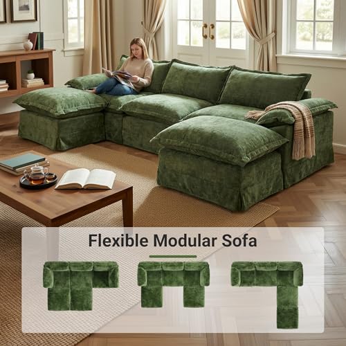 Image of Claiks 123 inch Oversized Boneless Couch, Modular Sofa, Beige