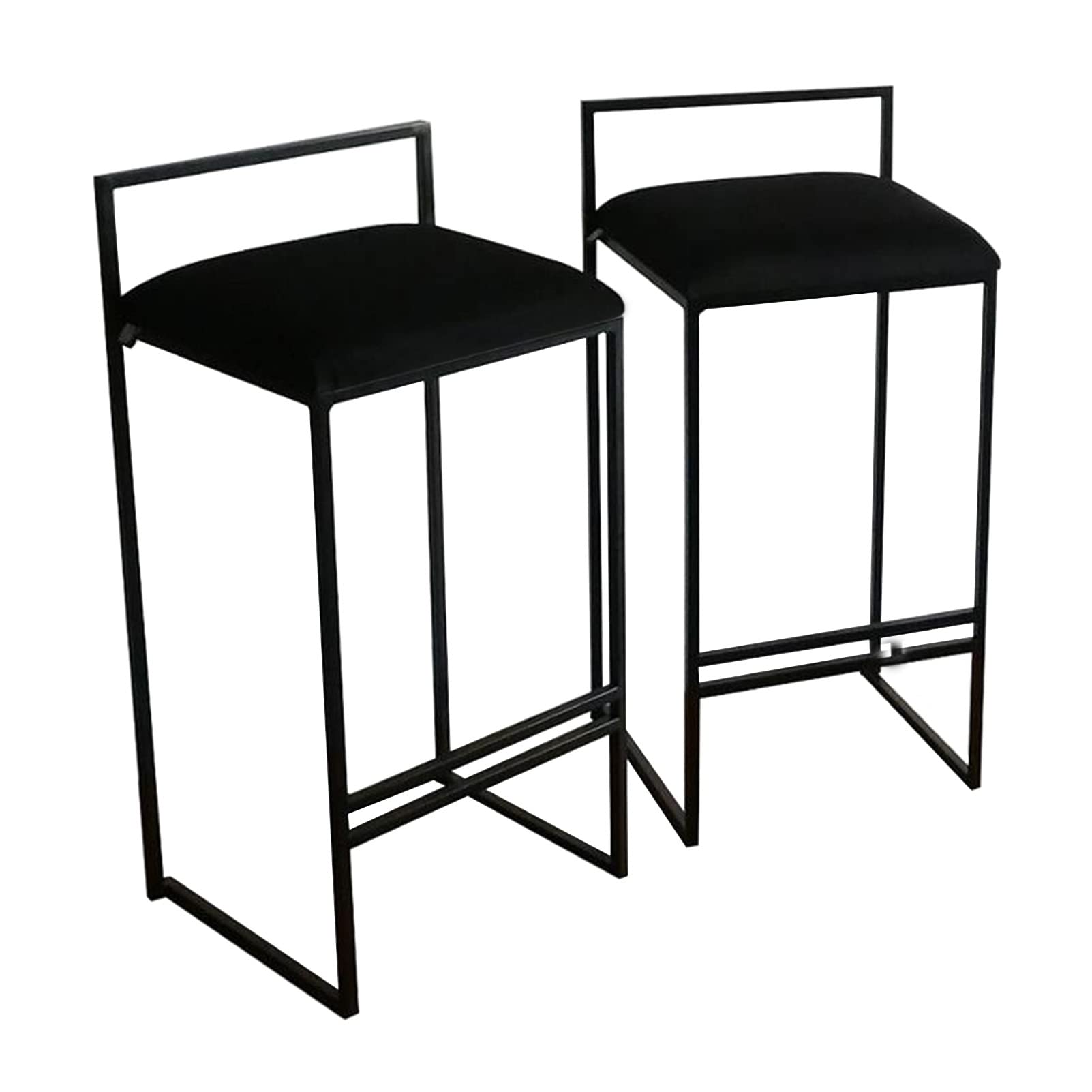 Chaises de bar en velours avec repose-pieds et metal noir 65cm