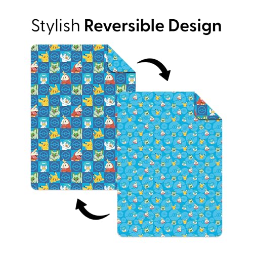 Image of Pokemon Power Squares Twin Quilted Throw Blanket Adults Boys Girls, Soft Lightweight Bedding for Bed, or Couch, 60 x 90 inches