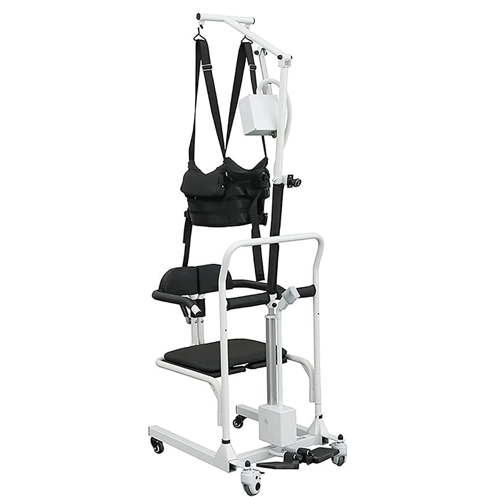 AORGRE Electric Patient Lift Transfer Machine, Portable Patient Lift, Height Adjustable, 180° Split Seat, One-button Electric Shift, Rear Directional Wheel, Helps People with Disabilities To Move