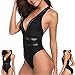 TETHY Sexy einteiliger Damen-Badeanzug, schlankmachender konservativer einfarbiger Badeanzug für Damen mit Breiten Trägern und niedrigem Rücken (Schwarz,XL) Baby,Schwarz günstig Kaufen-TETHY Sexy einteiliger Damen-Badeanzug, schlankmachender konservativer einfarbiger Badeanzug für Damen mit Breiten Trägern und niedrigem Rücken (Schwarz,XL)