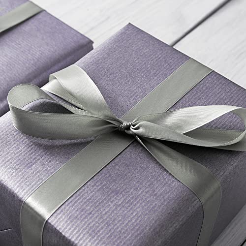 Image of Solid Color Double Faced Silver /Grey Satin Ribbon 3 /8 inch X 50 Yards, Ribbons Perfect for Crafts, Wedding Decor, Bow Making, Sewing, Gift Package Wrapping and More
