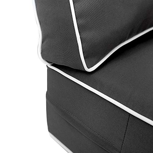 Prolinemax Contrast Piped Trim Medium 24X26X6 Deep Seat Back Cushion Slip Cover Set Ad003 #TOP2