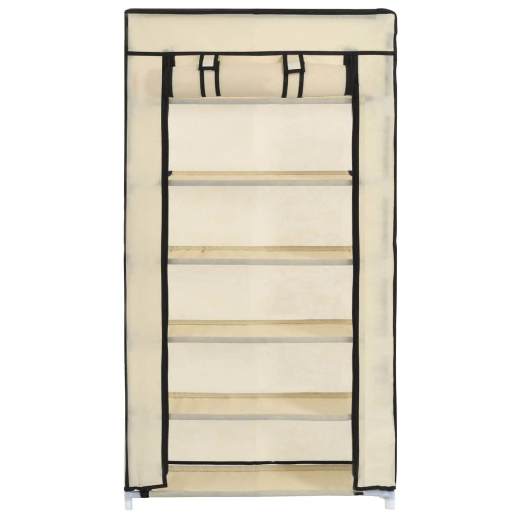 Homgoday Scarpiera Coperta Crema 58x28x106 cm in Tessuto, Arredo Scaffale Portascarpe Organizzatore per Scarpe Stoccaggio Salva Spazio per Corridoio