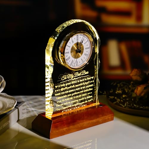 Image of Ornalrist Boss Gifts for Women Men Clock with Wooden Light Base
