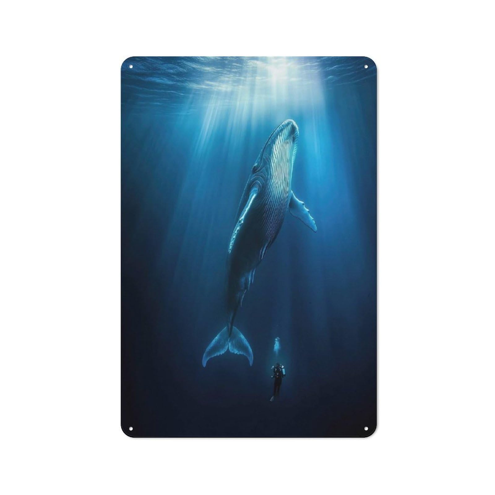 Vintage Metal Plaque 30x20cm Featuring Ocean Humpback Whale for Home Bar Wall, A Metal Wall Feature for Home Bars And Entertaining Spaces
