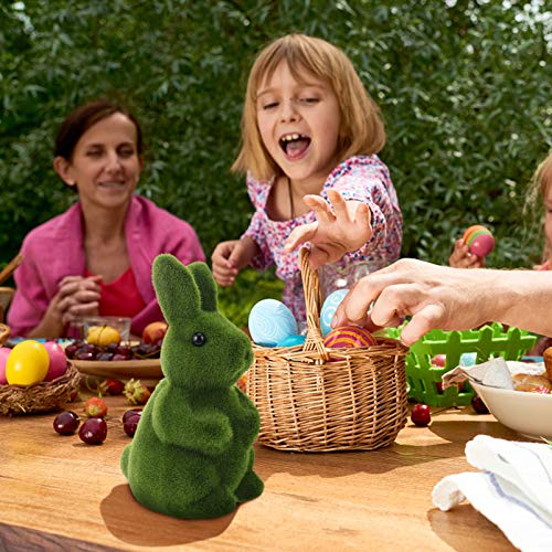 STOBOK Estatueta de Coelho de Musgo de Páscoa Peludo Reunido Estátua de Coelho Verde Em Pé Escultura