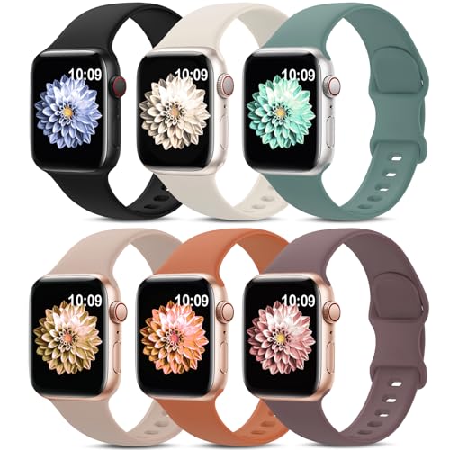 Image of 6 Pack Sport Bands Compatible with Apple Watch Band 38mm 40mm 41mm 42mm 44mm 45mm 49mm 46mm,Silicone Waterproof Strap for iWatch Apple Watch Series 11 10 9 Ultra 8 7 6 5 4 3 2 1 SE Women Men