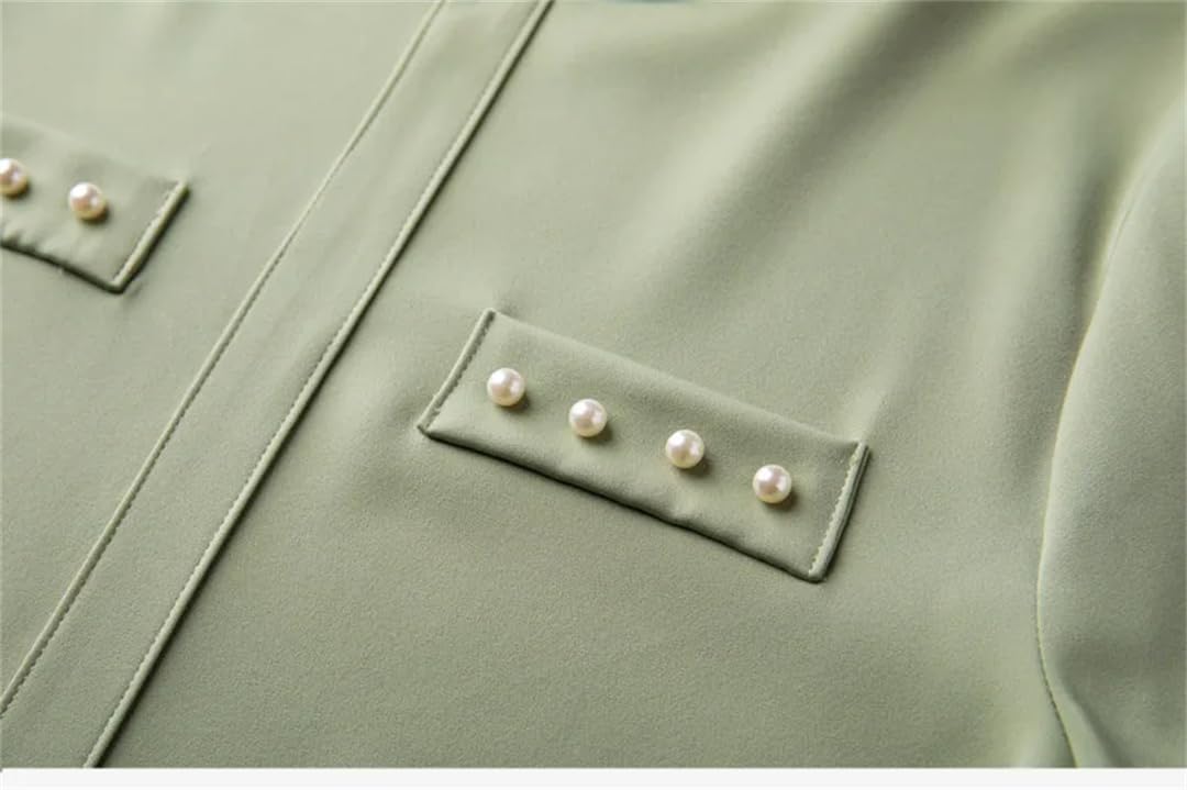Blusas bordadas de gasa con cuello alto para mujer, para oficina, trabajo