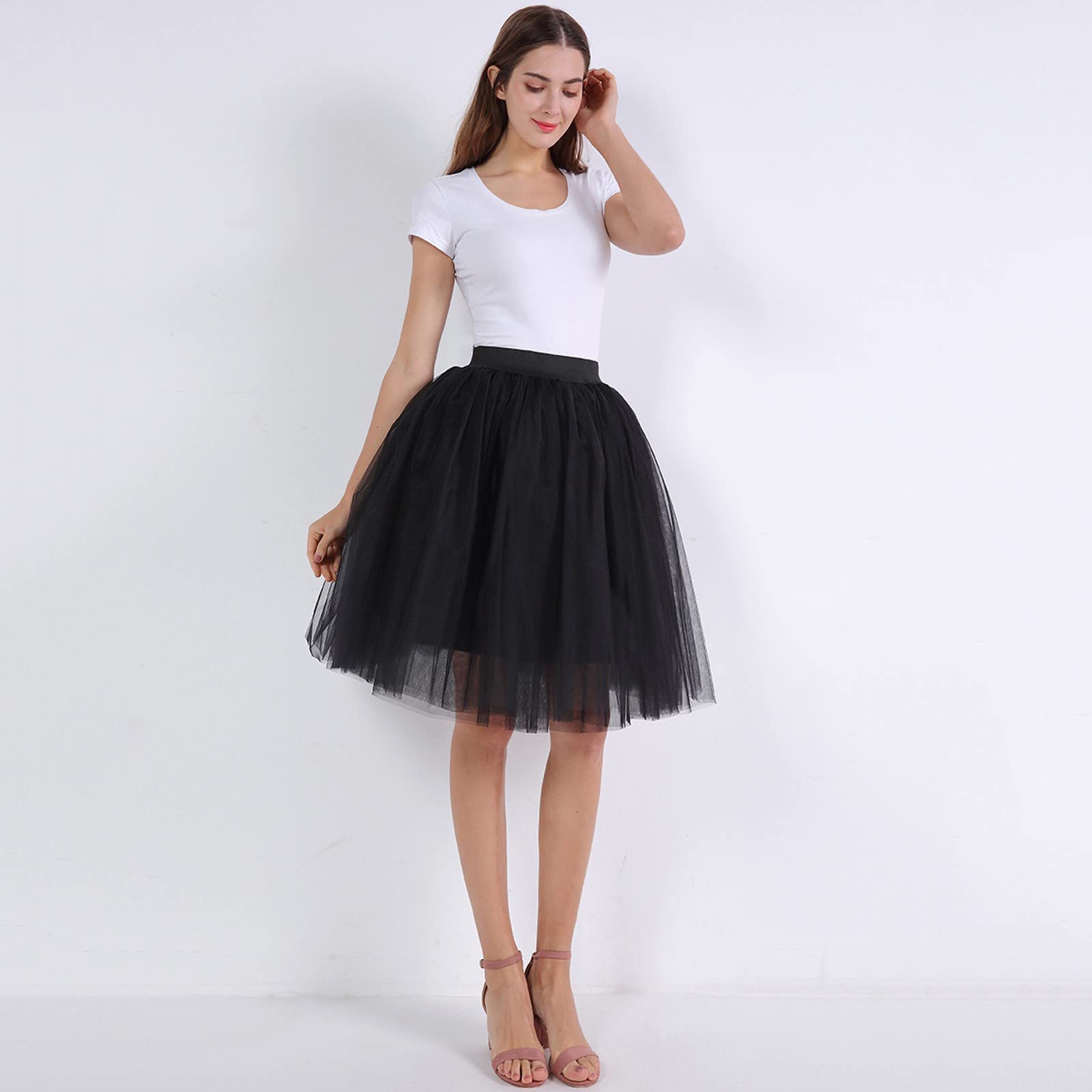 Women' Tulle Skirts Knee-Length Long Tutu for Short Fancy Dress Skirt Carnival 2026 Glitter, Army