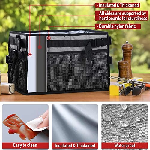 ISTOVO GroßEr Grill- und Picknick- mit Papierhandtuchhalter, BBQ-Organizer für Utensilien, Teller, GewüRze, Zusammenklappbar – Bild 4