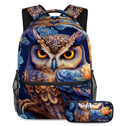 Cartables grande capacité Hibou coloré avec trousse pour ados