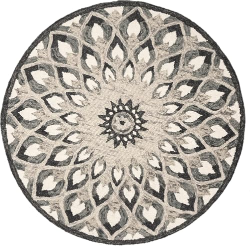 Image of Sifa Carpet Traditional Floral Round Area Rug - Hand-Tufted New Zealand Wool Circular Carpet for Dining Room & Bedroom Weight -21 Pund, Size-6x6 Feet (72x72 Inch Round)