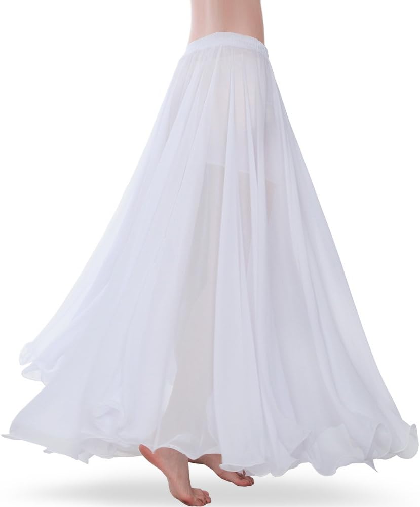 ROYAL SMEELA Chiffon Belly Dance Skirt for Women Belly Dancing Costume Outfit Tribal Maxi Full Skirts Solid Color Skirt Voile - Image 3
