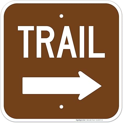 Trail with Right Arrow Sign, 12x12 Inches, 55 mil Thick HDPE (high Density polyethylene), Made in USA by Sigo Signs