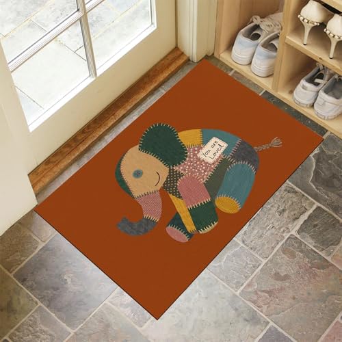 Tapis Cuisine Devant Évier Lavable Ocre Éléphant Mignon - 3