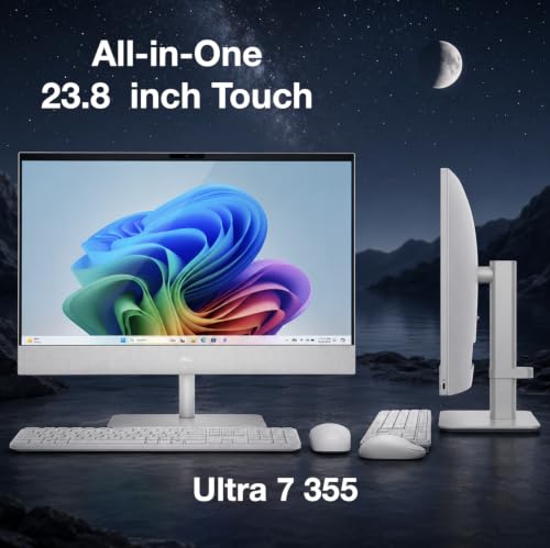Image of Dell 24 All-in-One Desktop 23.8 inch Touchscreen IPS FHD Display (Intel Core Ultra 7 355, 32GB DDR5, 8TB SSD, WiFi 7, Webcam, Bluetooth 6, Wireless KB&M, Win 11 Pro)