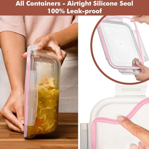 Image of Razab 4 PC 1860ml / 63 Oz / 8 Cups Large Glass Food Storage Containers with Lids - Glass Meal Prep Containers for Roasting & Storing Leftover, Lunch Container with Lids, Microwave & Oven Safe