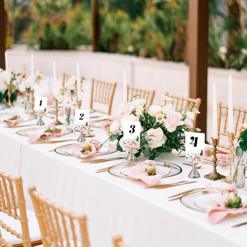 Image of 24 Pcs Satin Nickel Metal Table Number Holders 1.8 Inch Mini Wedding Place Card Holders Bulk Harp Clip Table Sign Stands Card Holder for Memo Notes Menu Wedding Restaurant Birthday Decor