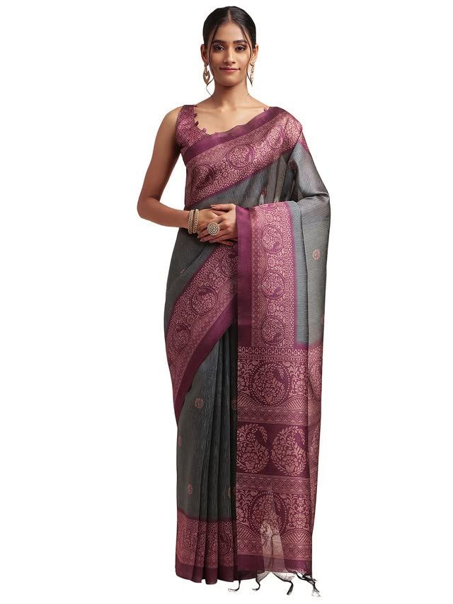 Satrani Women'S Art Silk Digital Printed Saree With Unstitched Blouse Piece