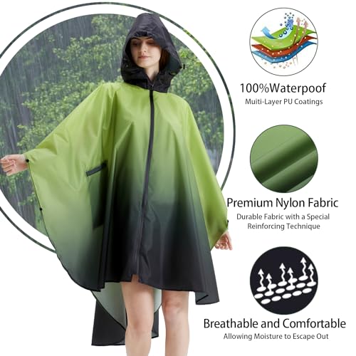 Image of salamra Rain Poncho Jacket - Hooded Waterproof Raincoat with Pocket for Women Men Adults