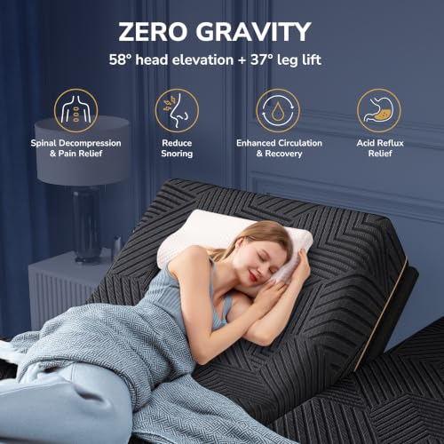 Image of EGOHOME Twin XL Adjustable Bed Frame and 14 inch Cooling Memory Foam Mattress