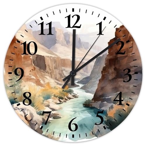 Wood Wall Clock Round Silent Non-Ticking Grand Canyons