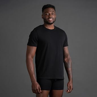 Skechers Men's Classic Fit Crew Neck Undershirts Tag-Free, Lightweight, Moisture-Wicking Cotton Blend T-Shirts, 6 Pack Set