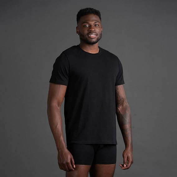 Skechers Men's Classic Fit Crew Neck Undershirts Tag-Free, Lightweight, Moisture-Wicking Cotton Blend T-Shirts, 6 Pack Set
