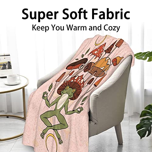 Frog Throw Blanket for Teen - 50x60 Inches Throw Size - Soft Fluffy Cozy Blankets Gift - Pink Novelty Blanket Throws for Living Room Decorative