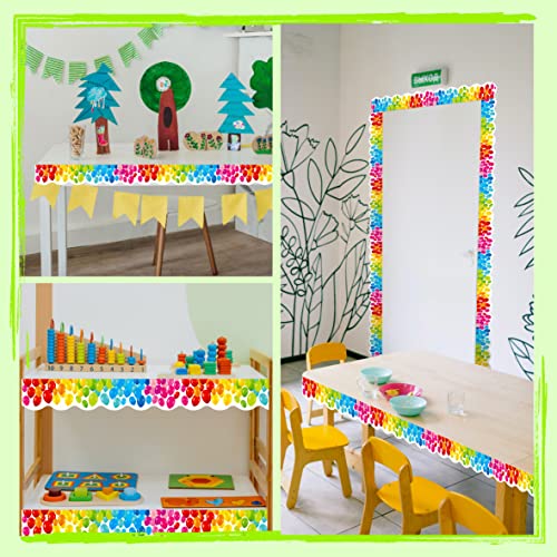 Image of 60 Feet Bulletin Board Borders, Color Balloons Pattern Scalloped Rolled Border Trim for School, Classroom & Offices